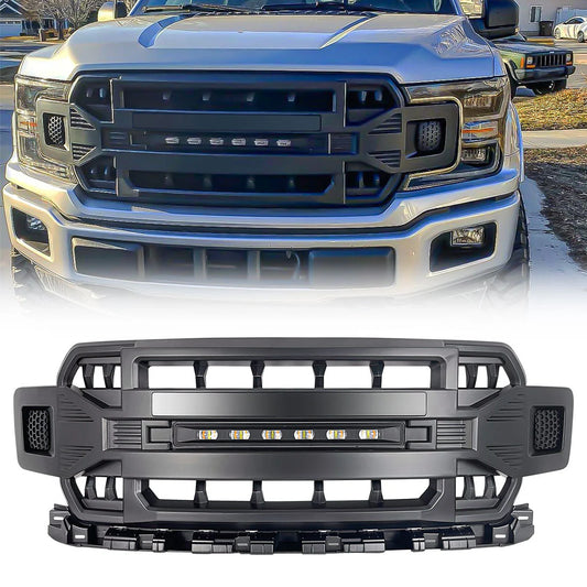 Armor Grille w/Off-Road Lights - Matte Black for 2018-2020 Ford F150