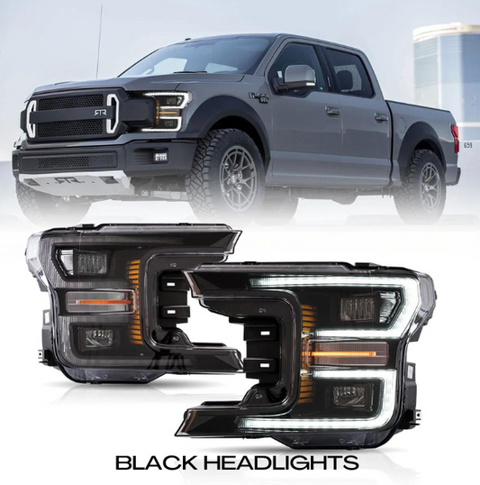 18-20 Ford F150 Vland LED Dual Beam Projector HeadLights Black