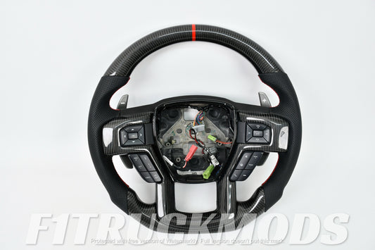 Real Carbon Fiber Leather Steering Wheel For Ford Raptor 2015+